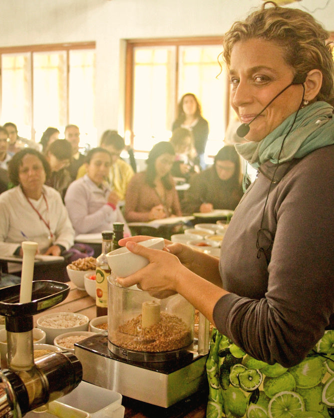 Marcela Benson teaching a conscious-eating class